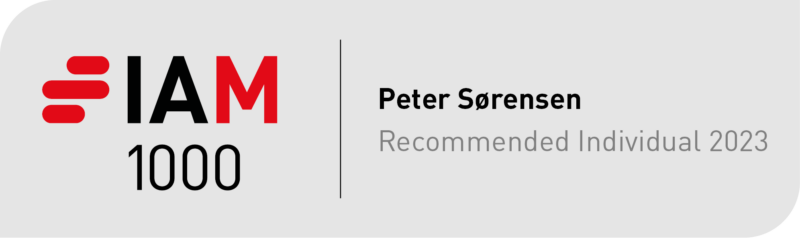 Badge from IAM Patent 1000 - Recommended Individual 2023 - Peter Sorenson